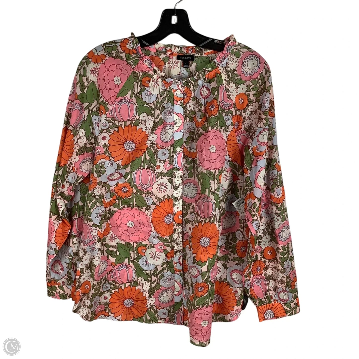 Top Long Sleeve By Talbots In Floral Print, Size: L