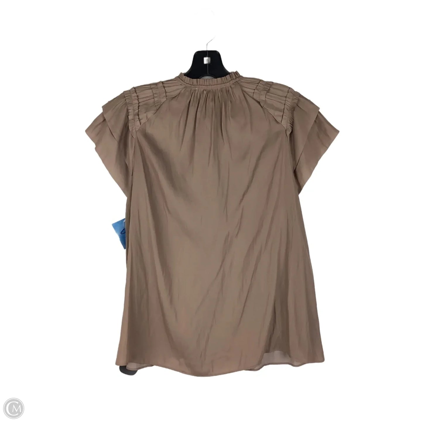 Top Short Sleeve By Grade & Gather In Brown, Size: S