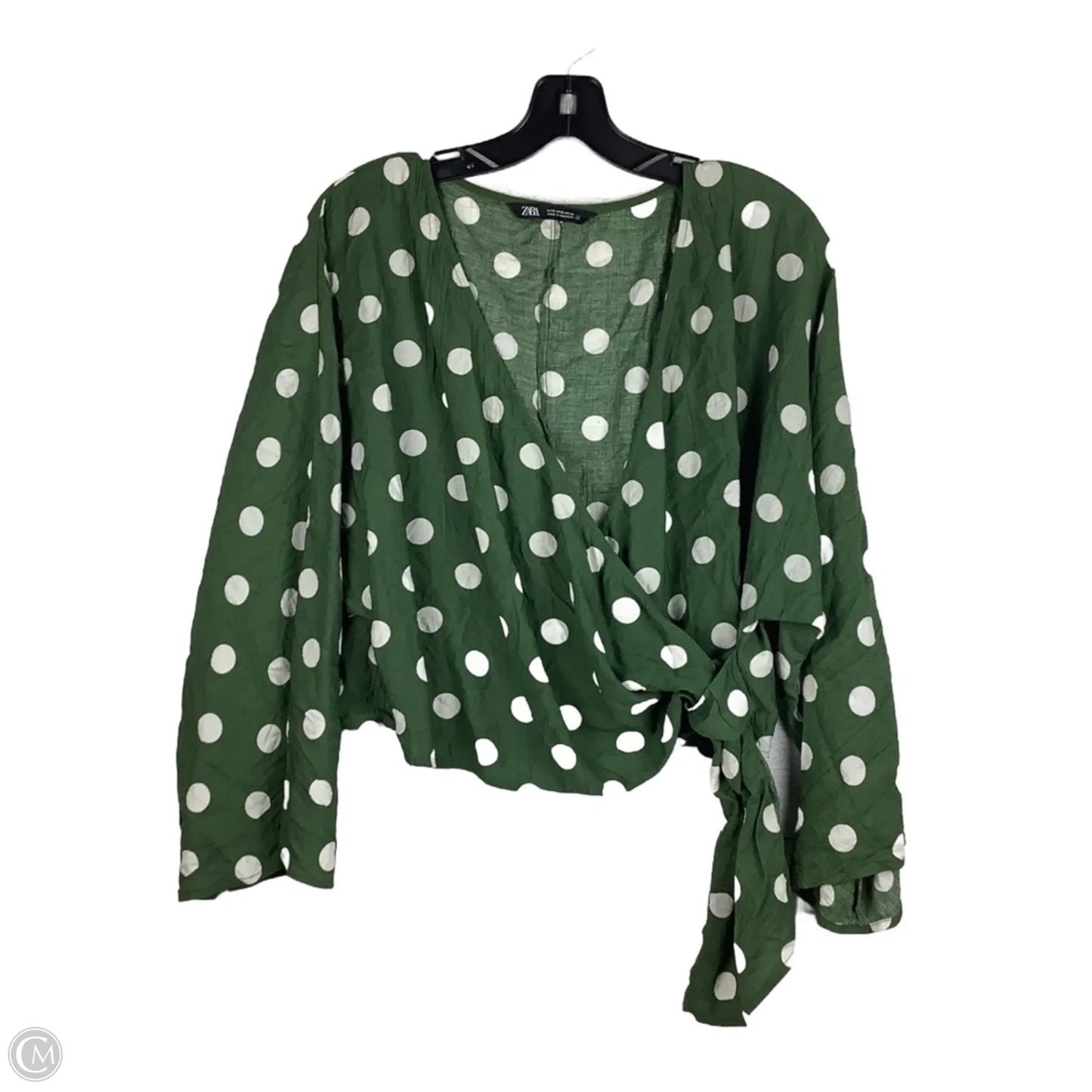 Top Long Sleeve By Zara In Green, Size: S