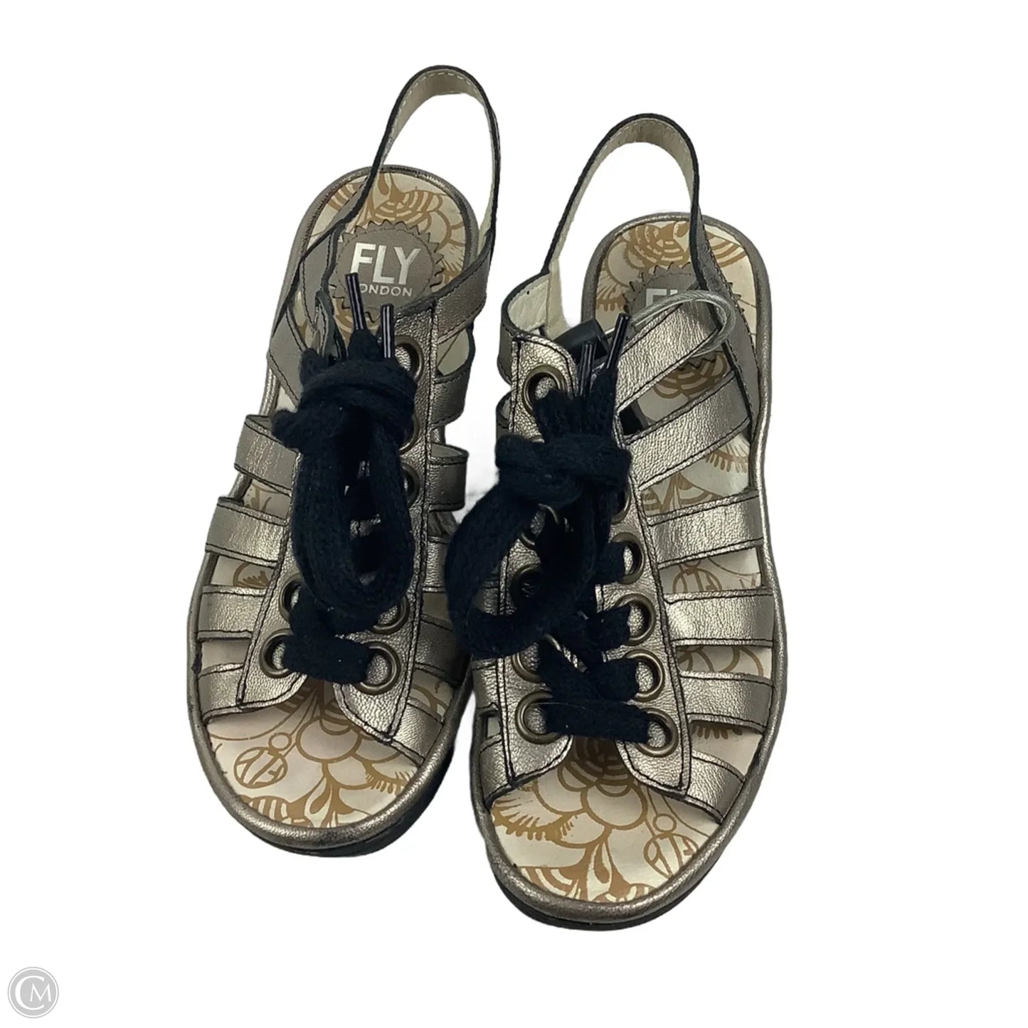 Sandals Heels Wedge By Fly London In Black & Brown, Size: 6/36