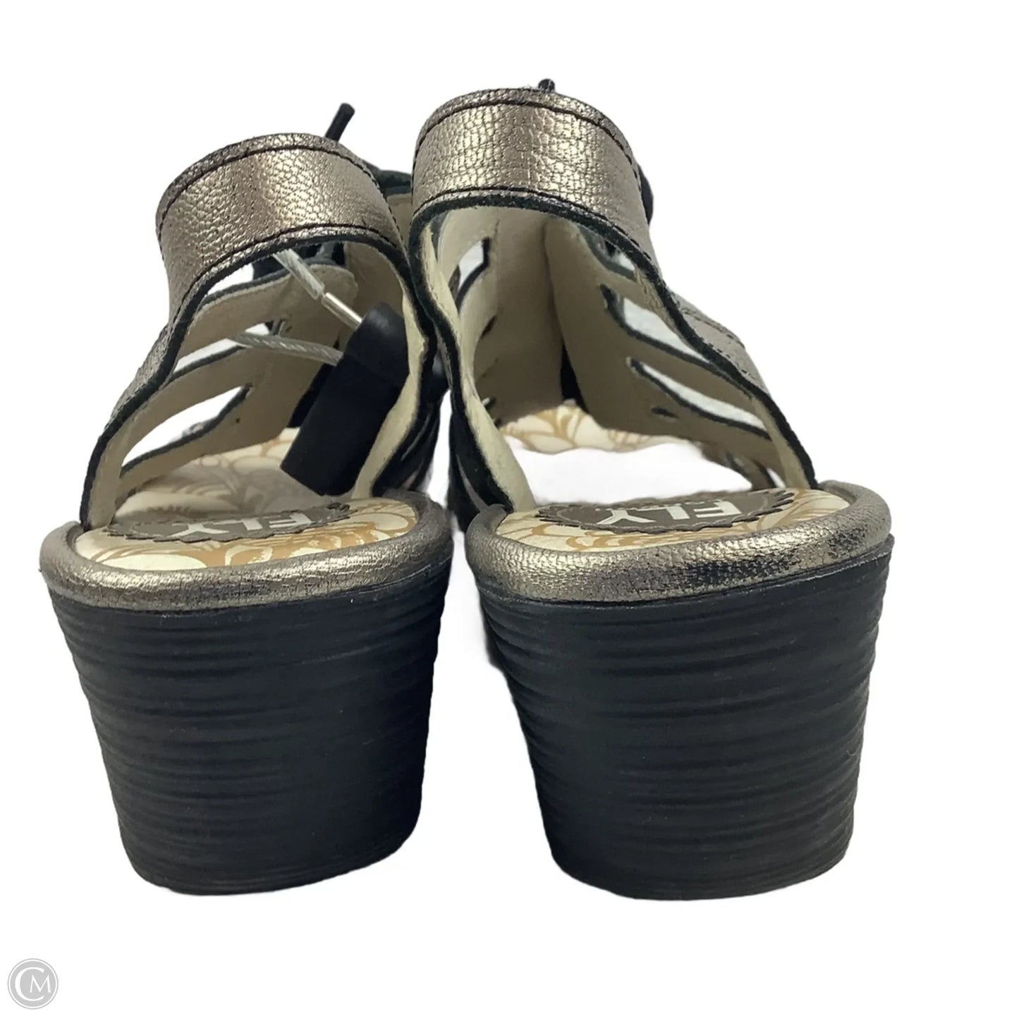 Sandals Heels Wedge By Fly London In Black & Brown, Size: 6/36