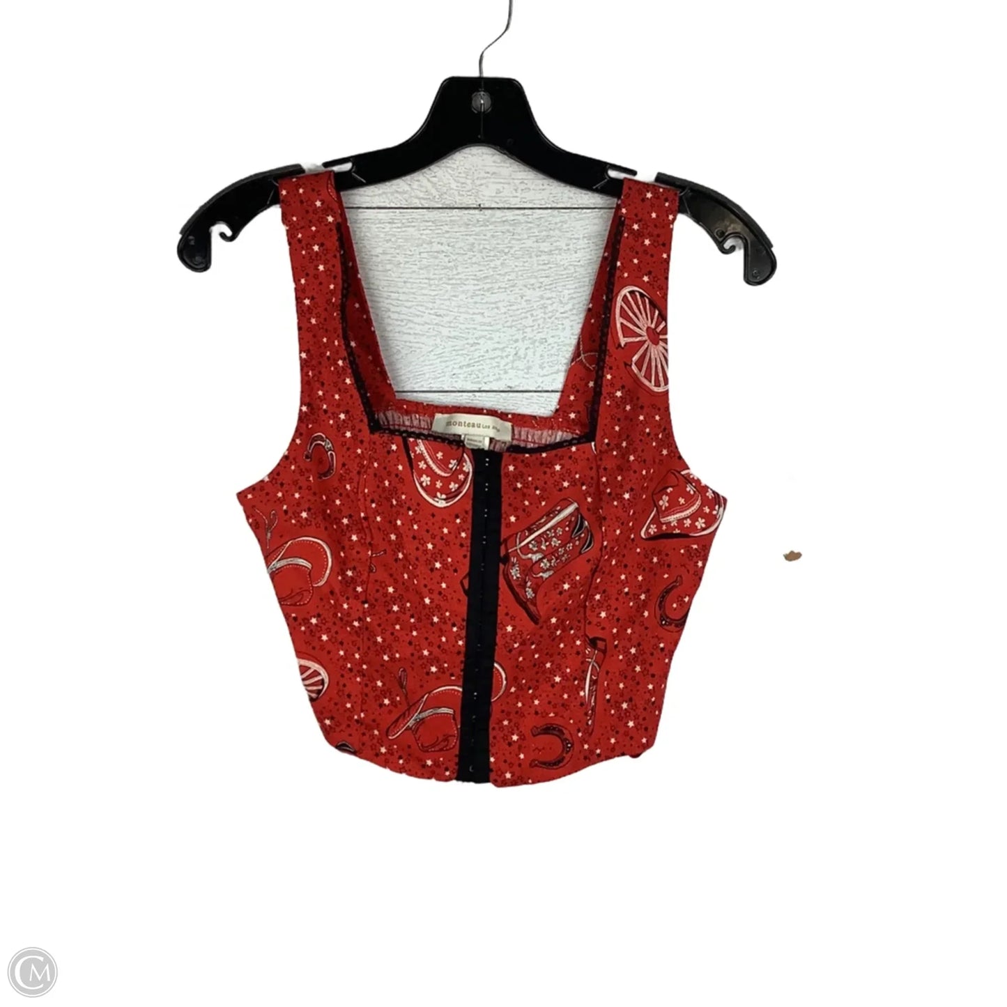 Top Sleeveless By Monteau In Red, Size: S