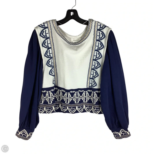 Top Long Sleeve By Anthropologie In Navy, Size: M