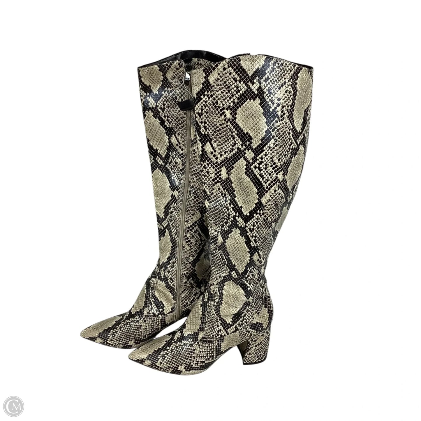 Boots Mid-calf Heels By Marc Fisher In Snakeskin Print, Size: 8.5