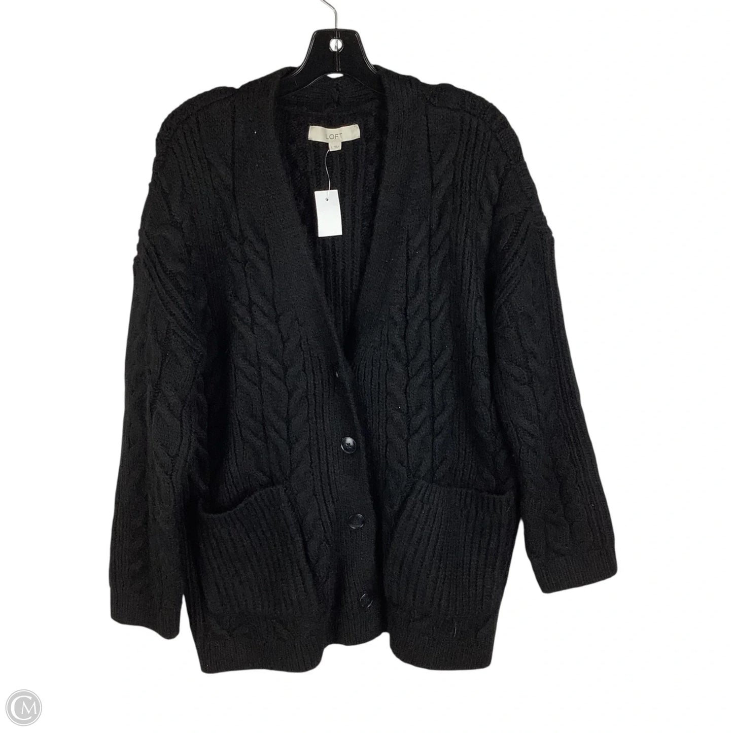 Sweater Cardigan By Loft In Black, Size: L