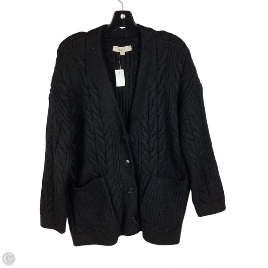 Sweater Cardigan By Loft In Black, Size: L