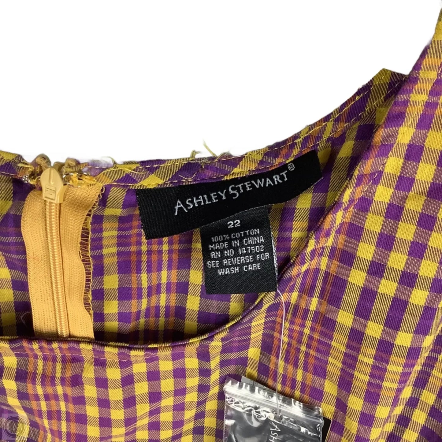 Top Long Sleeve By Ashley Stewart In Plaid Pattern, Size: 2x (22)