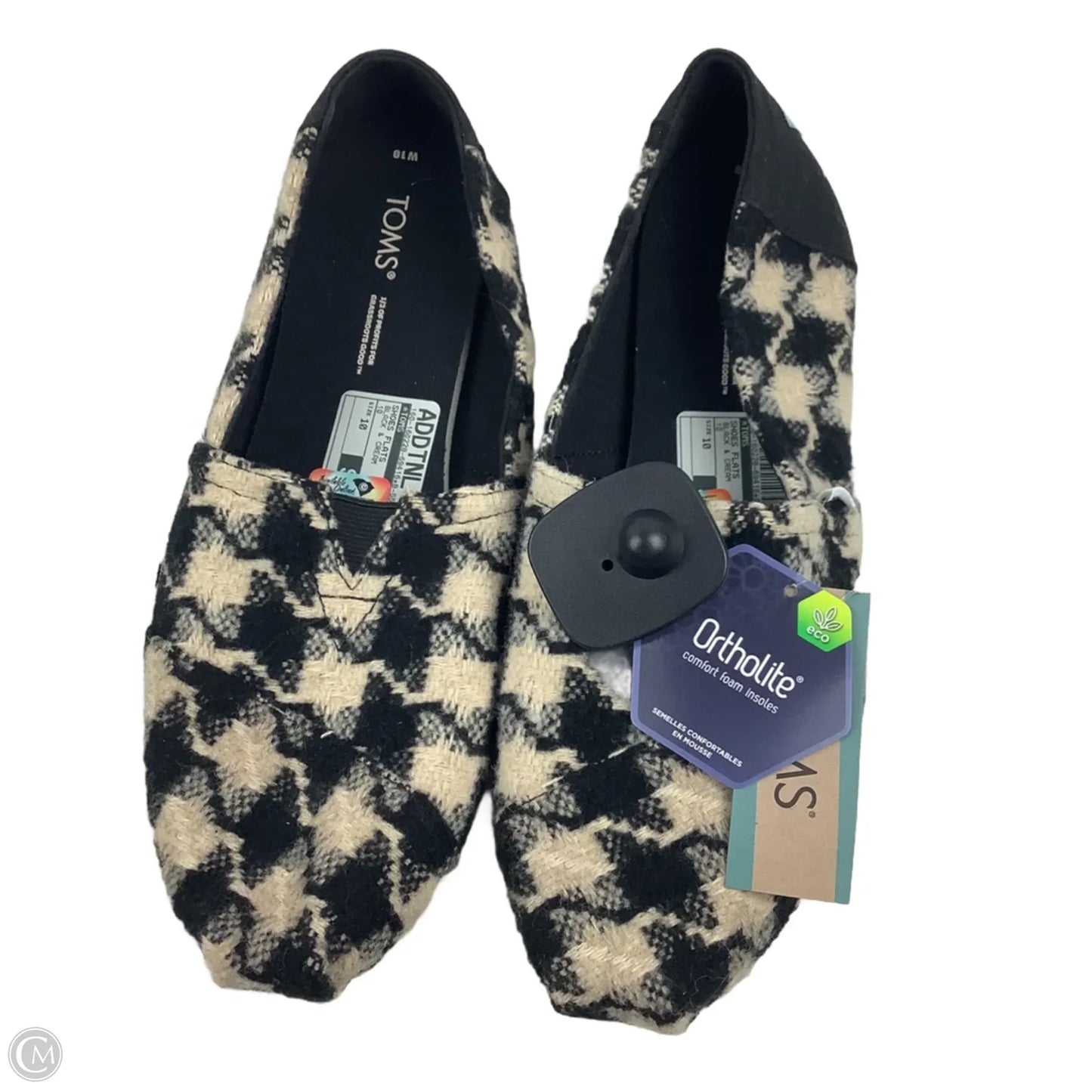 Shoes Flats By Toms In Black & Cream, Size: 10