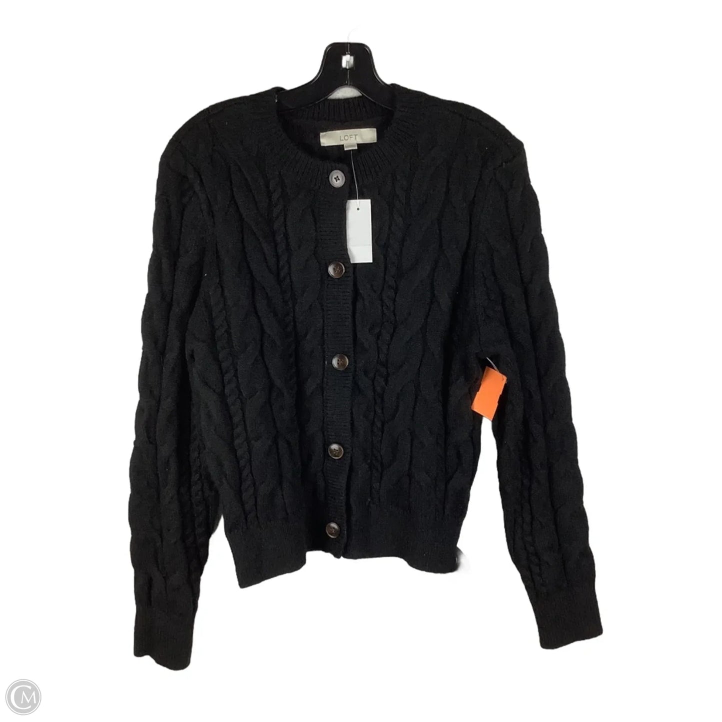Sweater Cardigan By Loft In Black, Size: L