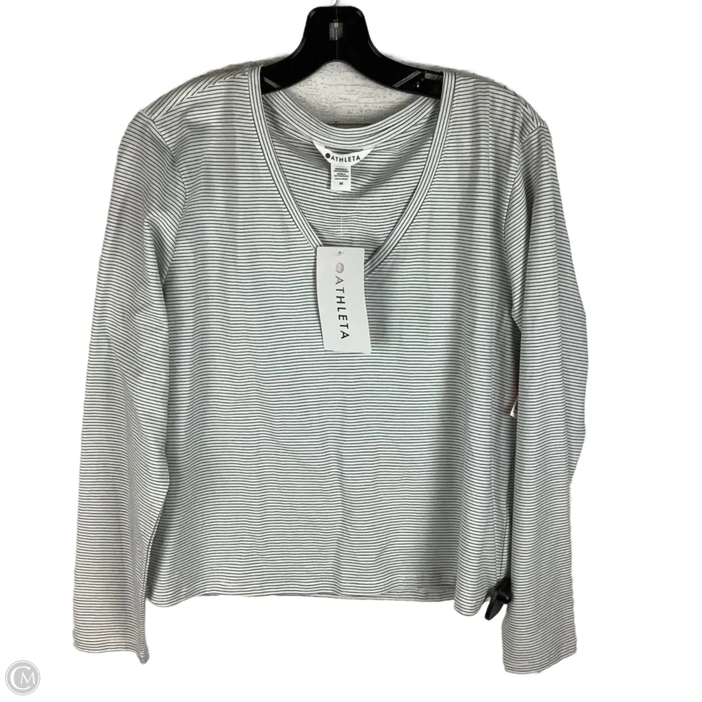 Athletic Top Long Sleeve Crewneck By Athleta In Striped Pattern, Size: M