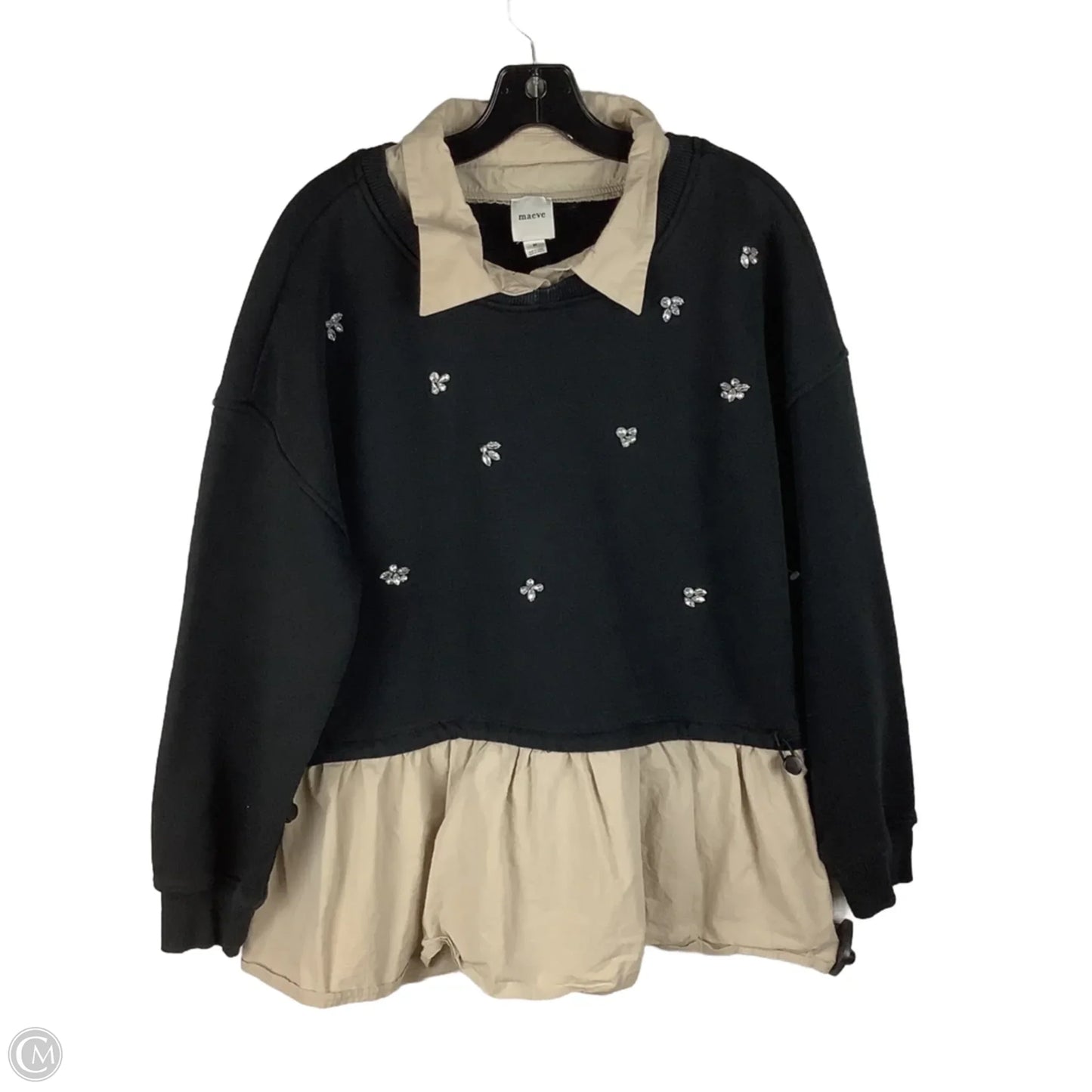 Sweatshirt Collar By Maeve In Black & Tan, Size: M