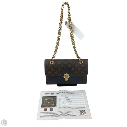 Crossbody Luxury Designer By Louis Vuitton, Navy + Brown, Size: Medium