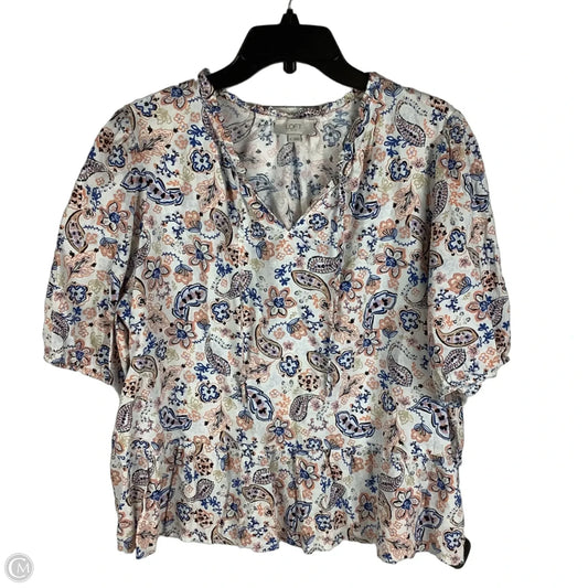 Top Short Sleeve By Loft In Multi-colored, Size: Xl