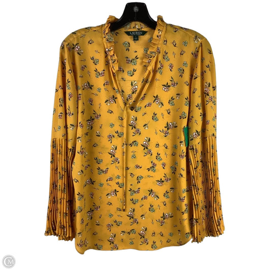 Top Long Sleeve By Lauren By Ralph Lauren In Yellow, Size: L