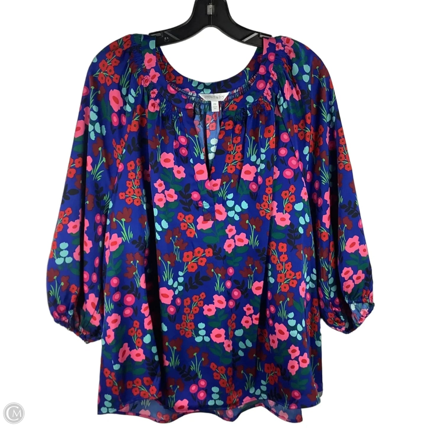 Top Short Sleeve By Crown And Ivy In Blue, Size: 2x