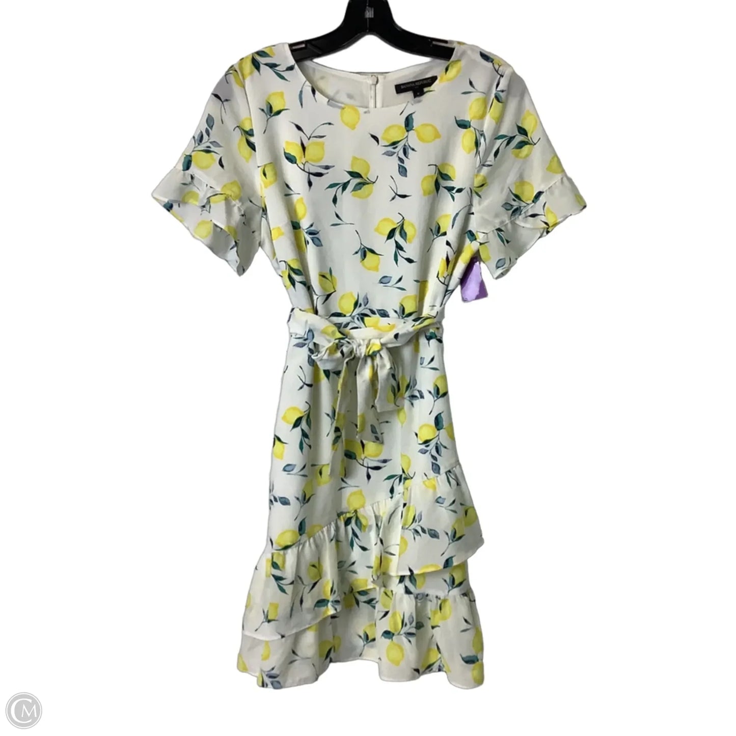 Dress Casual Short By Banana Republic In White & Yellow, Size: 6