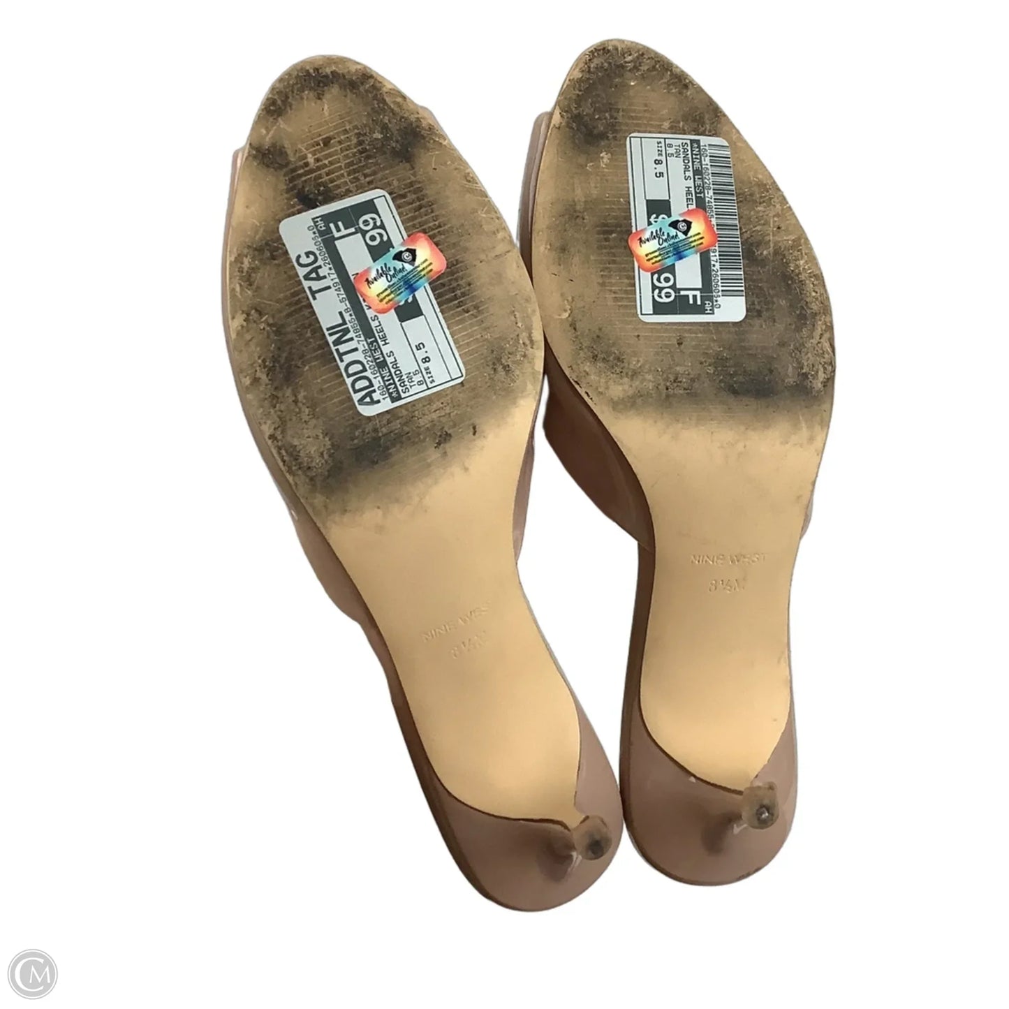 Sandals Heels Kitten By Nine West In Tan, Size: 8.5