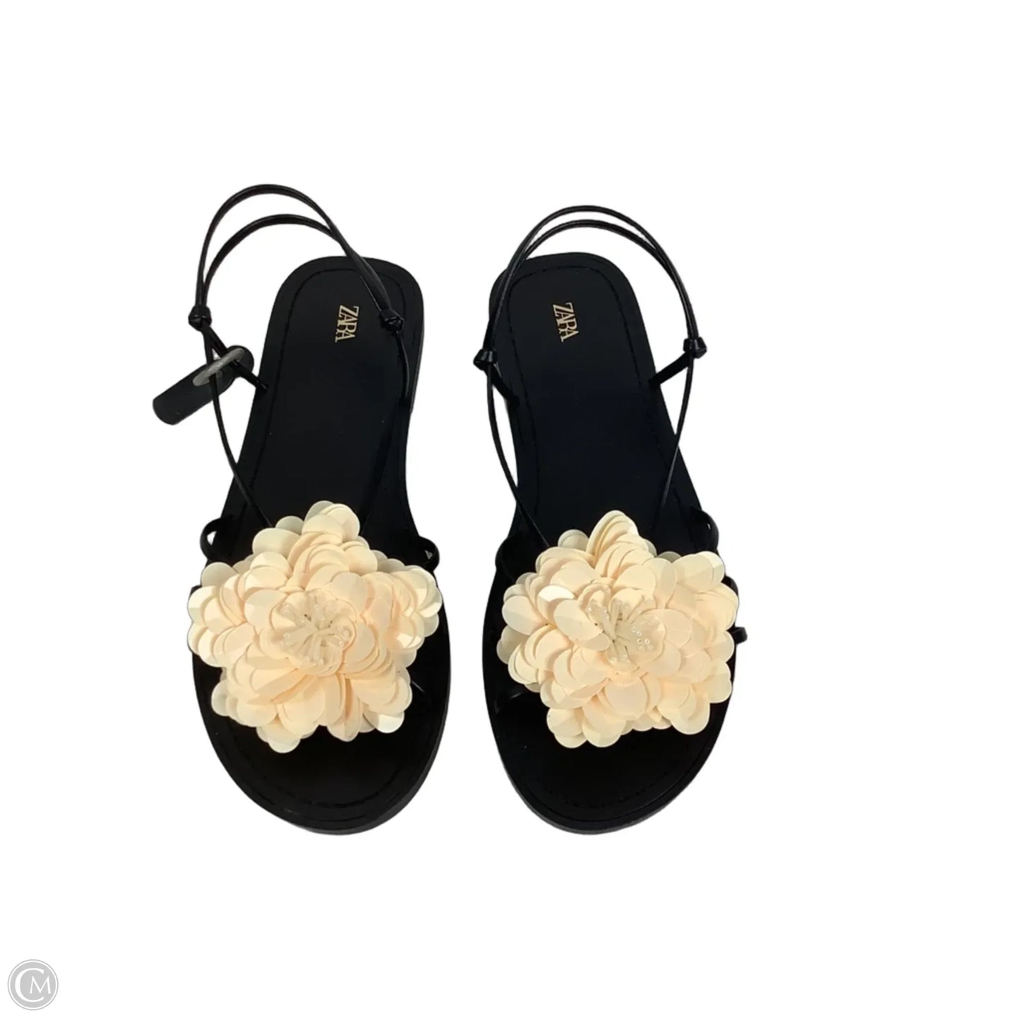 Sandals Flats By Zara In Black & Cream, Size: 6.5