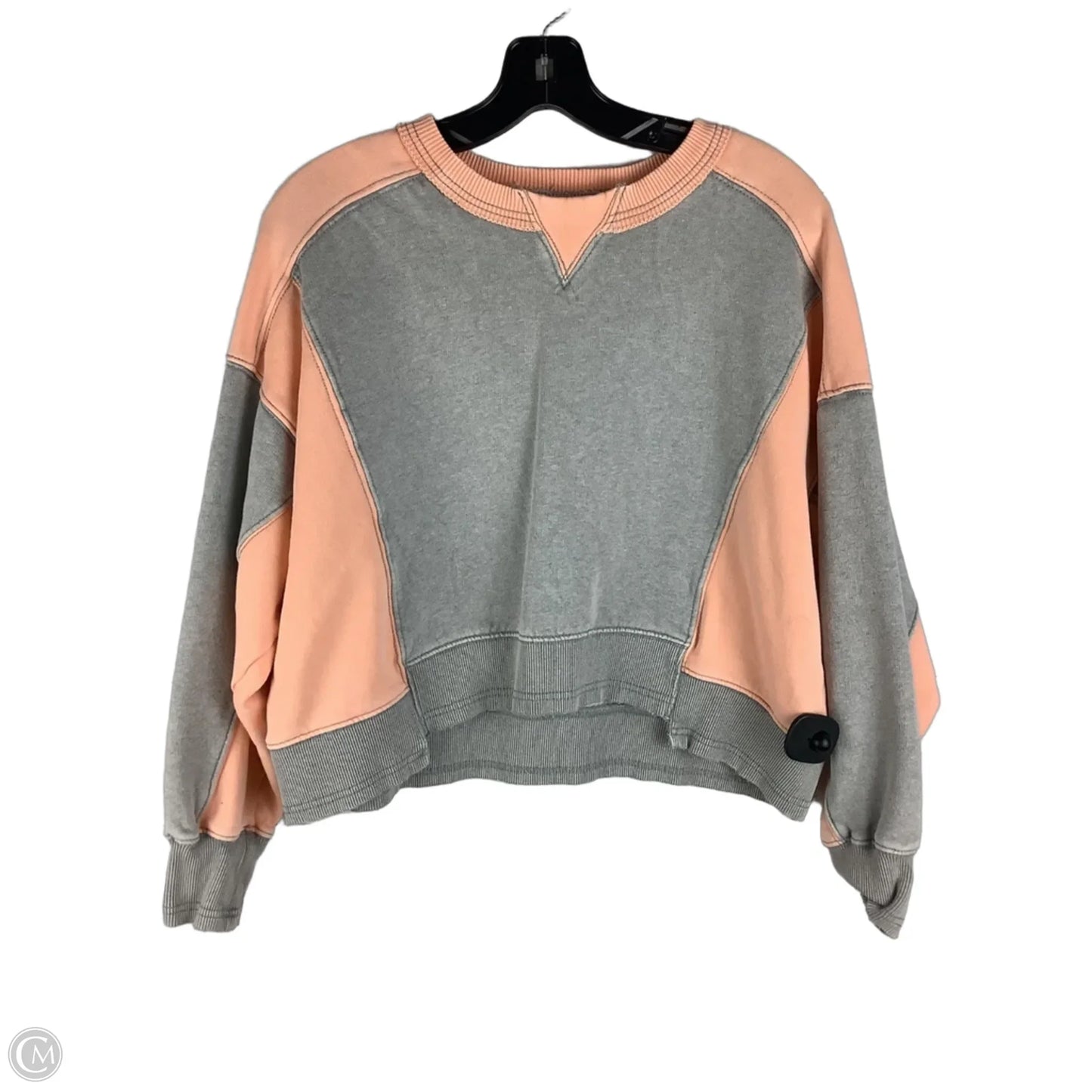 Sweatshirt Crewneck By Free People In Grey & Orange, Size: Xs