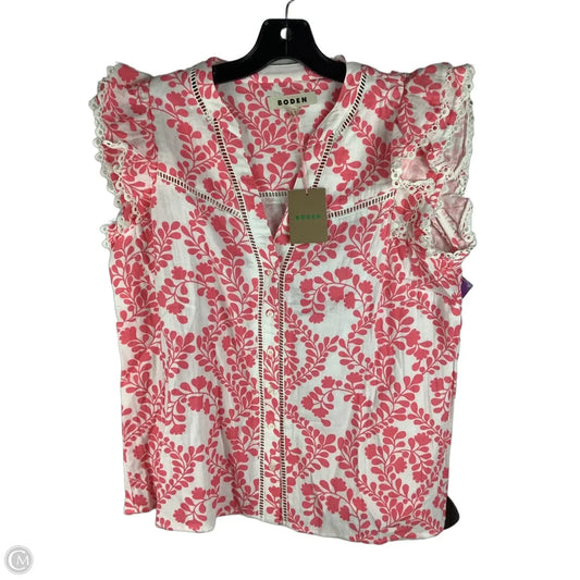 Top Short Sleeve By Boden In Pink & White, Size: 10