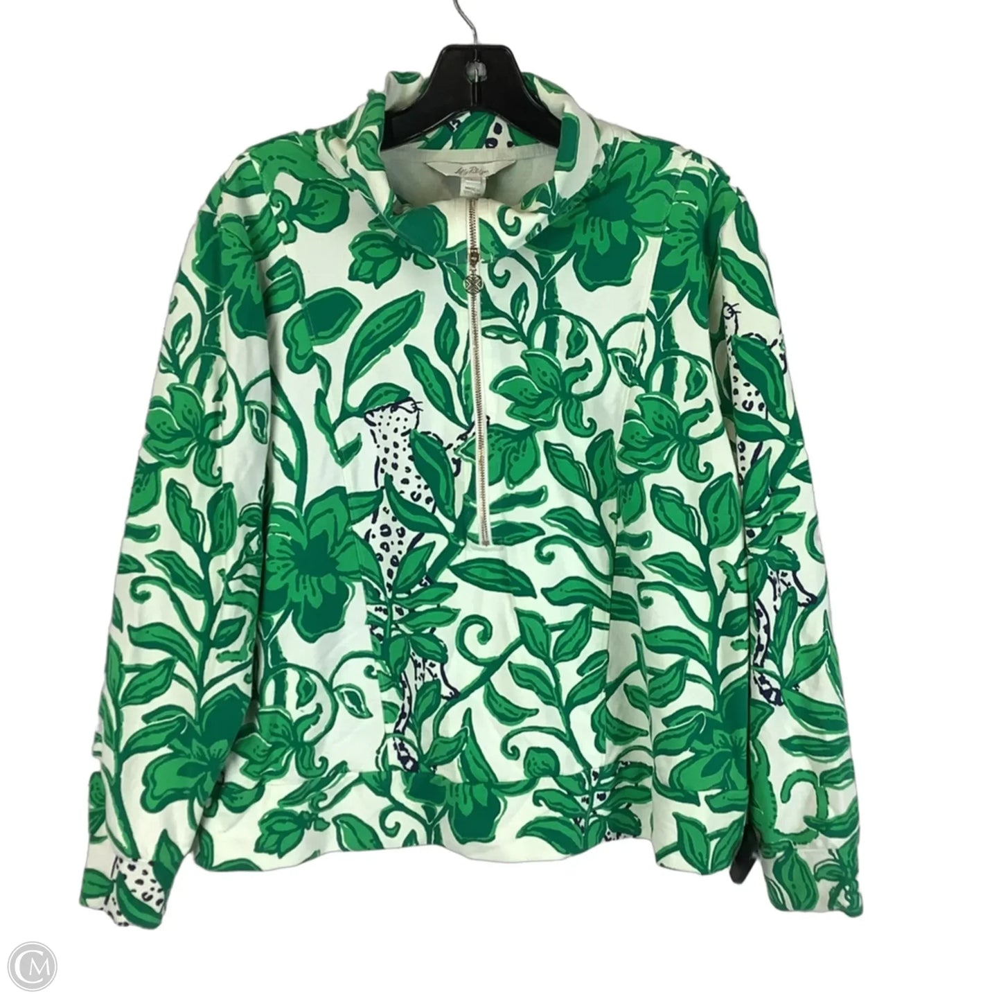 Sweatshirt Designer By Lilly Pulitzer In Green & White, Size: L