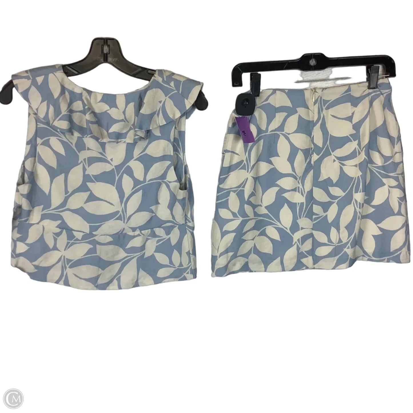 Skirt Set 2pc By Cmc In Blue & Cream, Size: Xs
