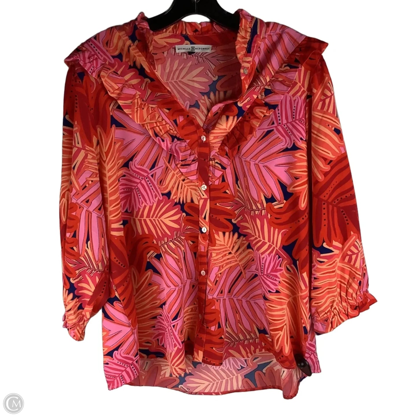 Top Short Sleeve By Michelle Mcdowell In Orange & Pink, Size: Xl