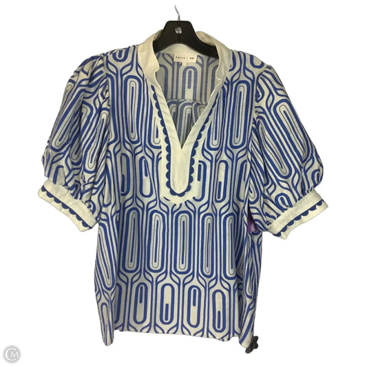 Top Short Sleeve By Entro In Blue & White, Size: L