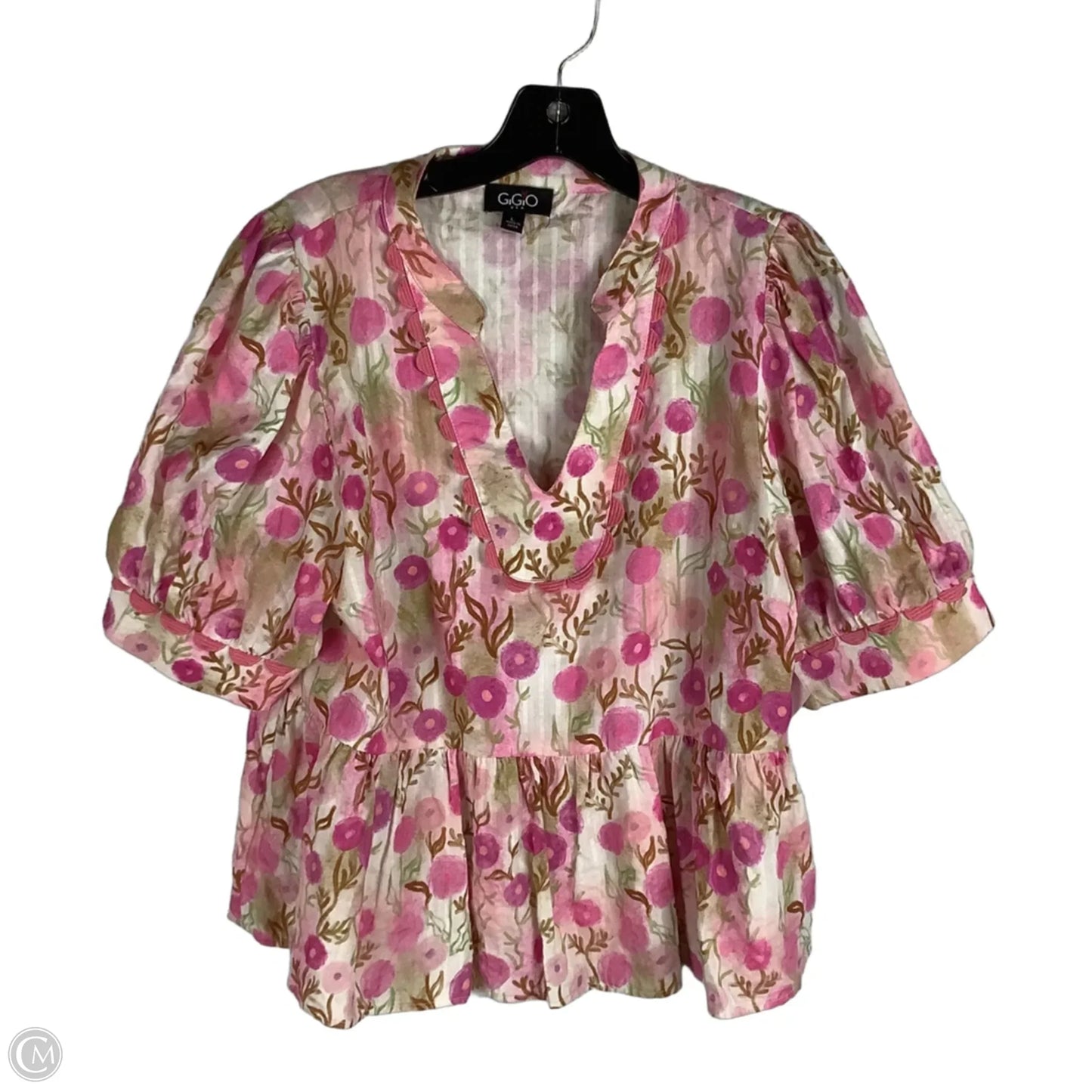 Top Short Sleeve By Gigio In Pink, Size: L