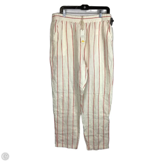 Pants Linen By C And C In Cream & Red, Size: XL