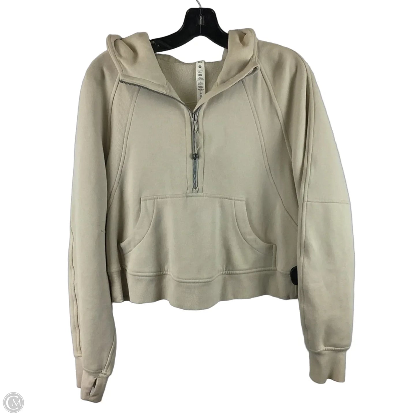 Athletic Sweatshirt Hoodie By Lululemon In Tan XS/S