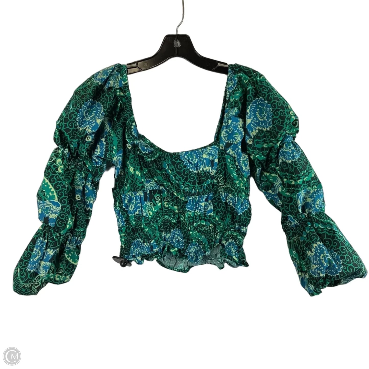 Top Long Sleeve By Porridge In Blue & Green, Size: S