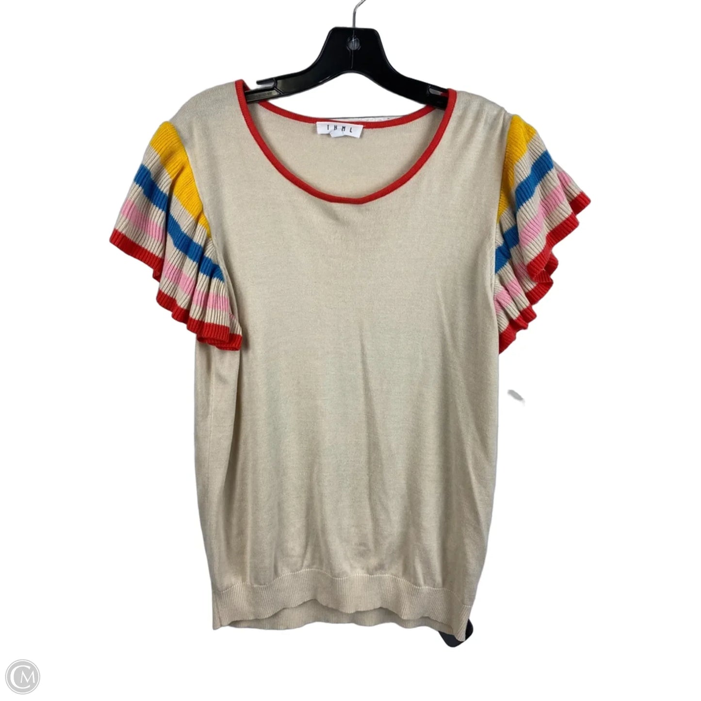 Top Short Sleeve By Thml In Tan, Size: L