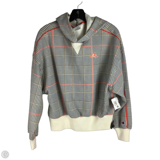 Athletic Sweatshirt Hoodie By Champion In Grey & Orange, Size: S