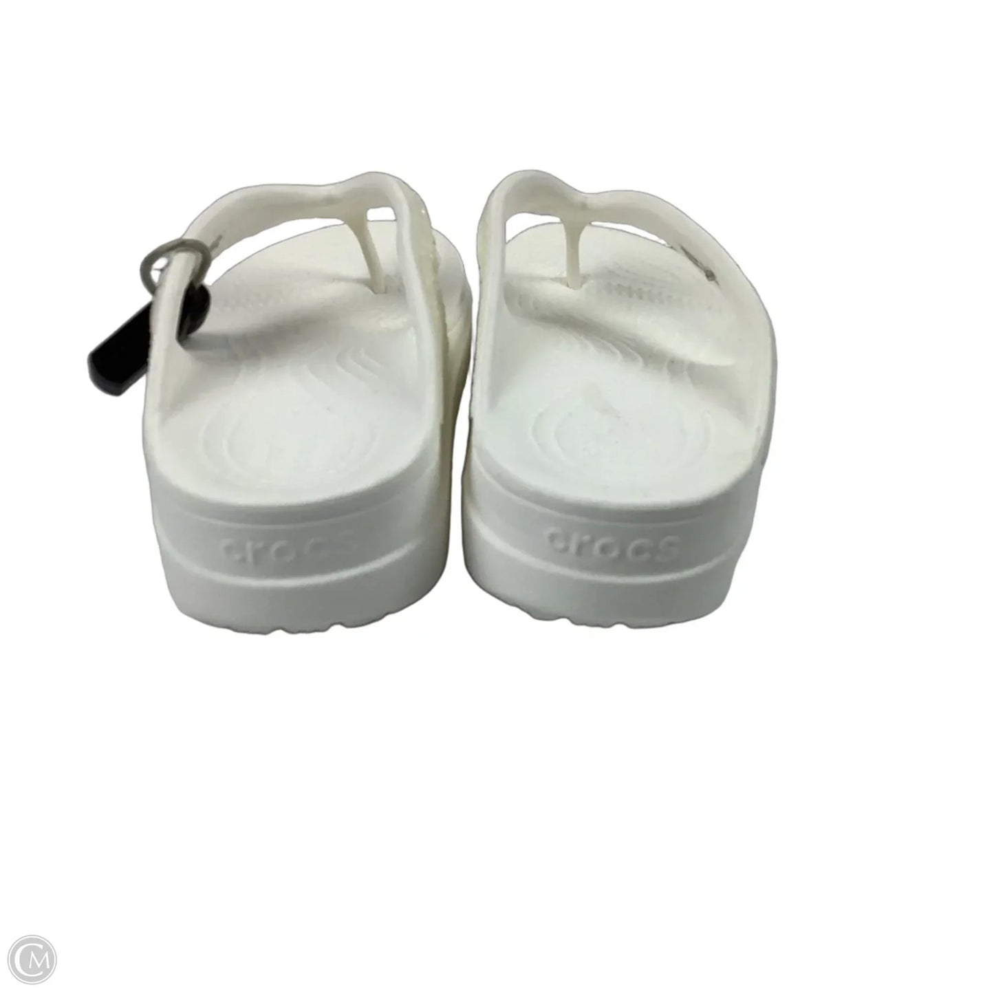 Sandals Flip Flops By Crocs In White, Size: 8