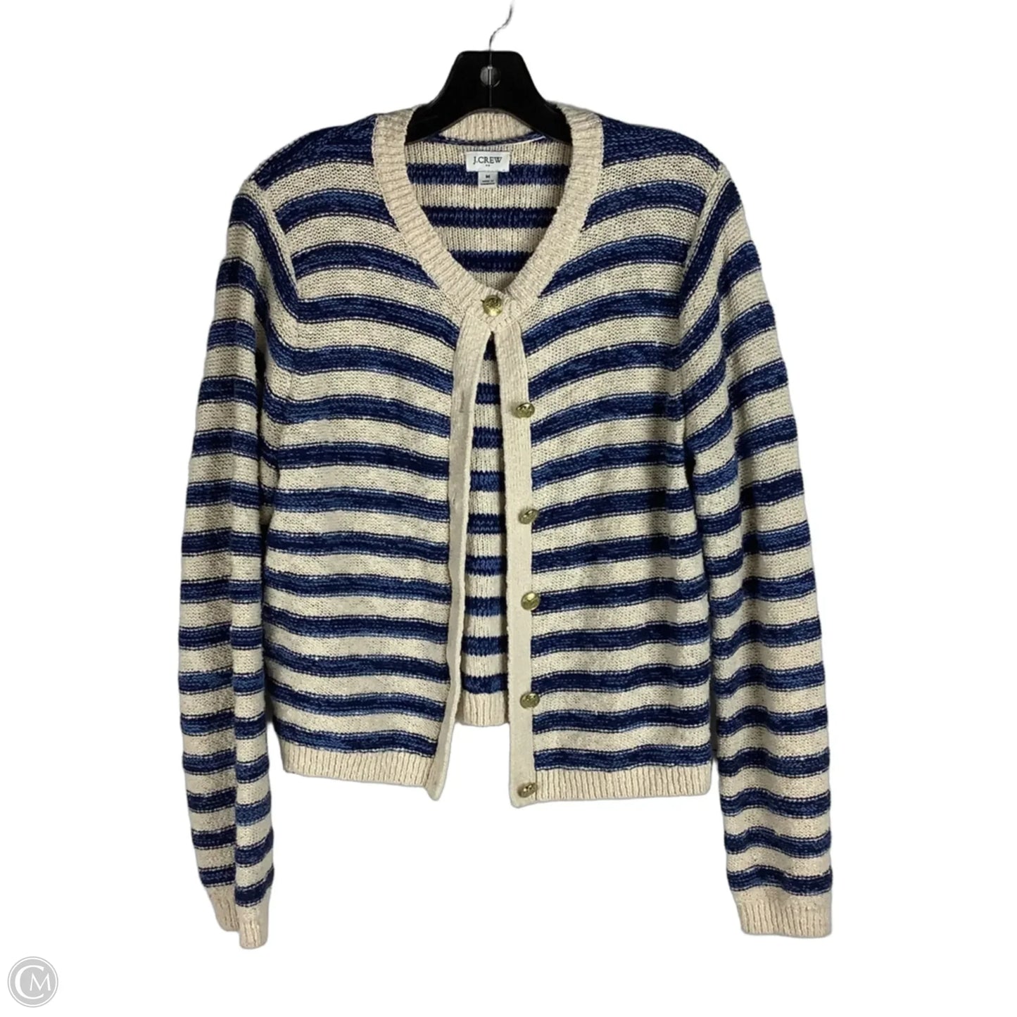 Sweater Cardigan By J. Crew In Striped Pattern, Size: M