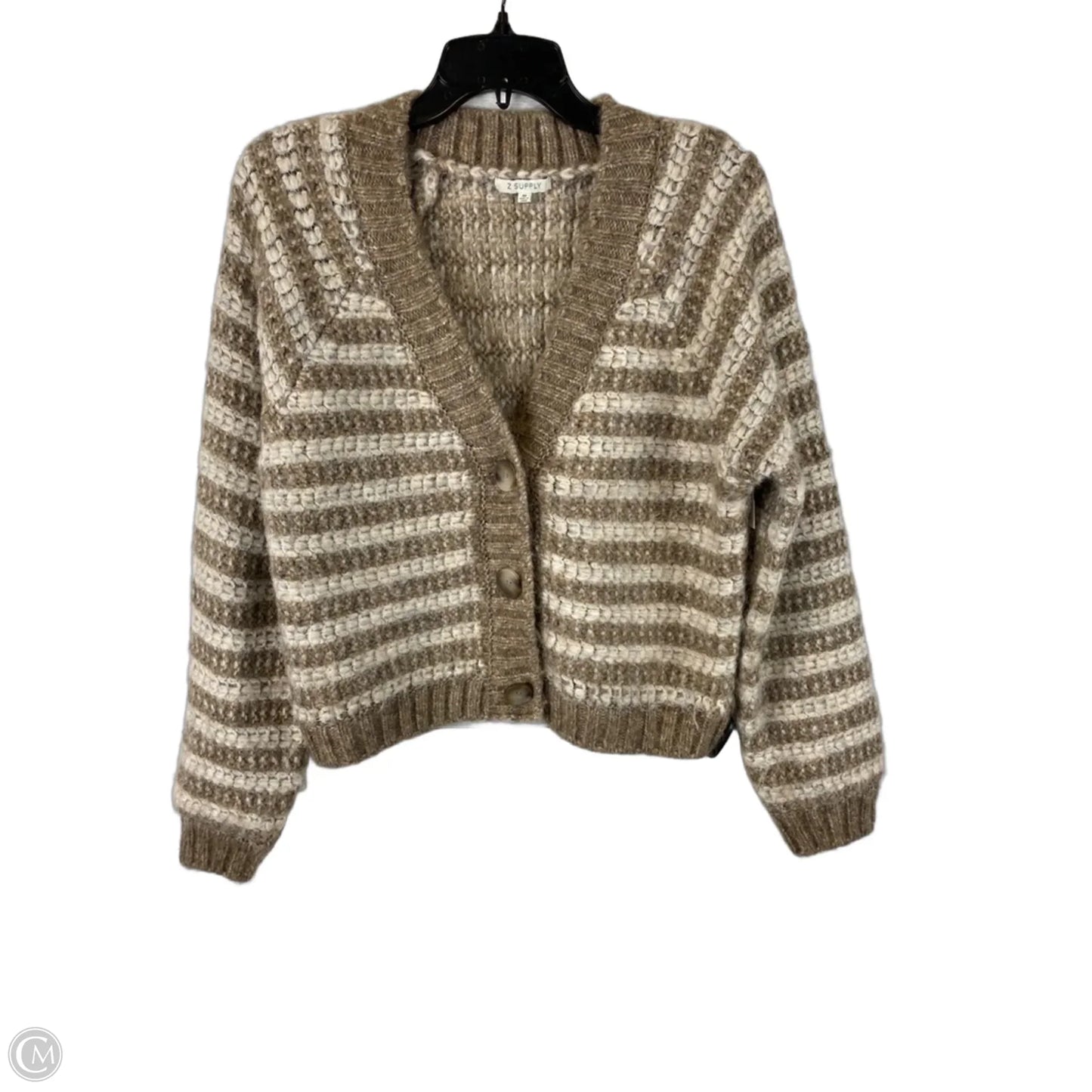 Sweater Cardigan By Z Supply In Brown & Cream, Size: M