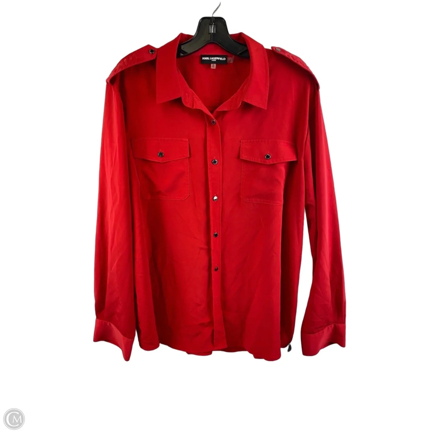 Top Long Sleeve Designer By Karl Lagerfeld In Red, Size: Xl