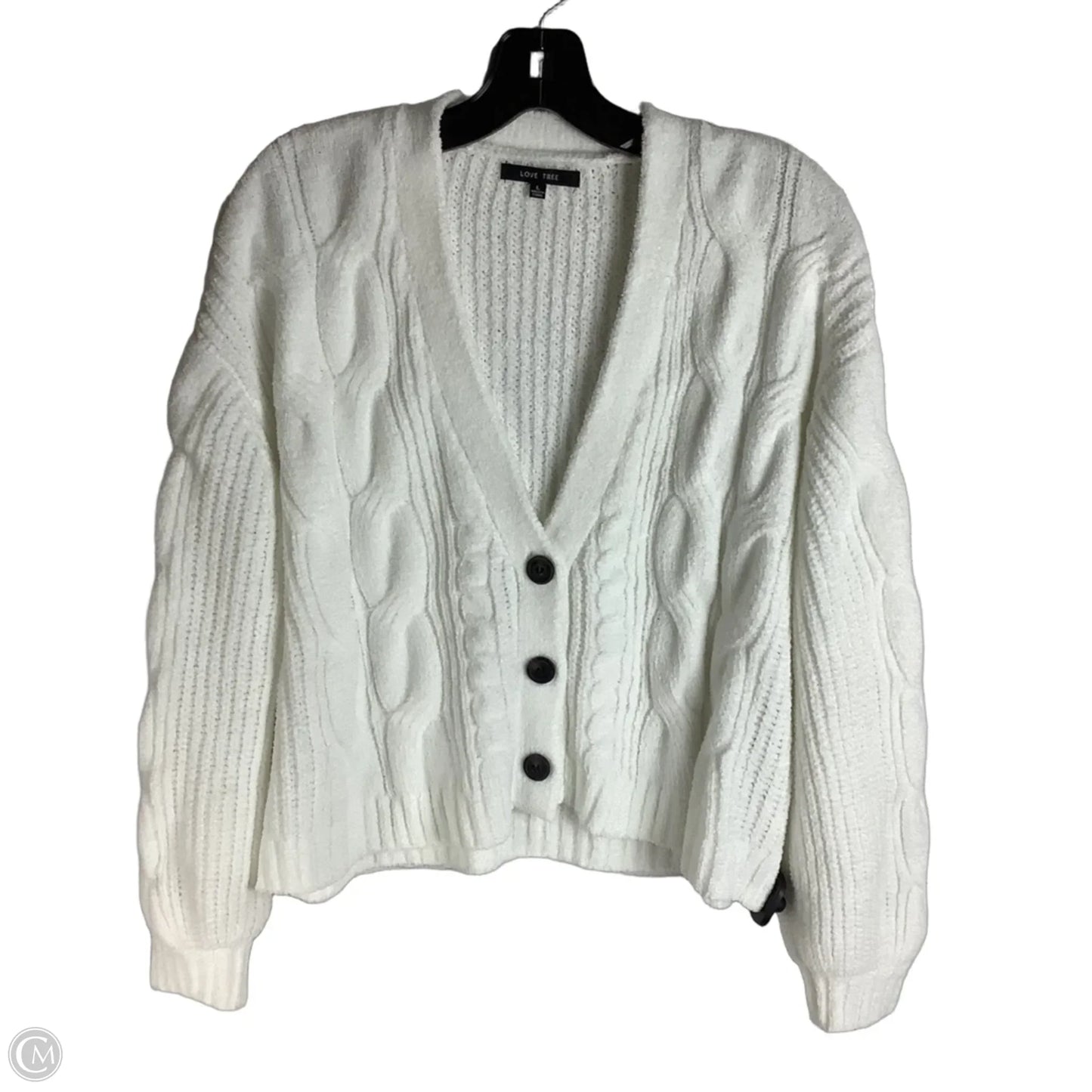 Sweater Cardigan By Love Tree In White, Size: L