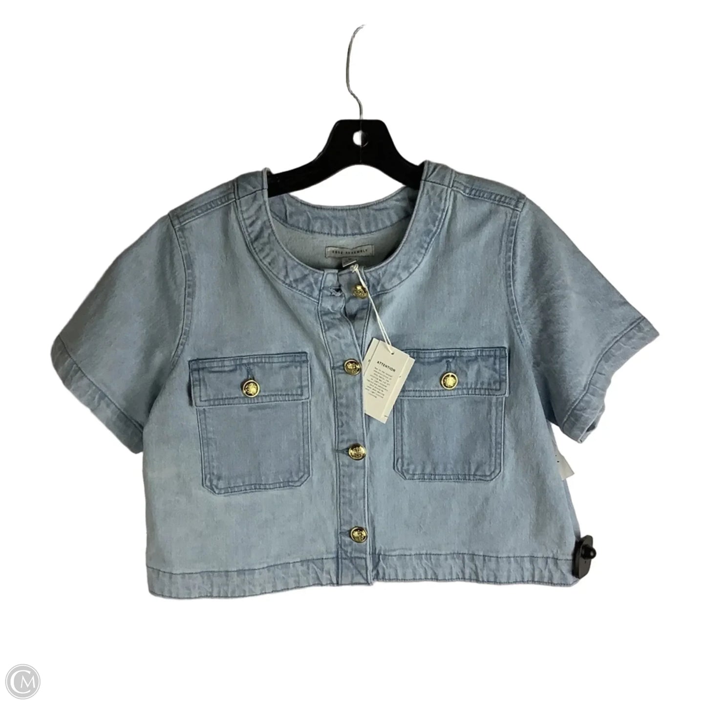 Jacket Shirt By Free Assembly In Blue Denim, Size: M