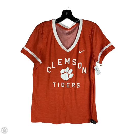 Athletic Top Short Sleeve By Nike Apparel In Orange, Size: L