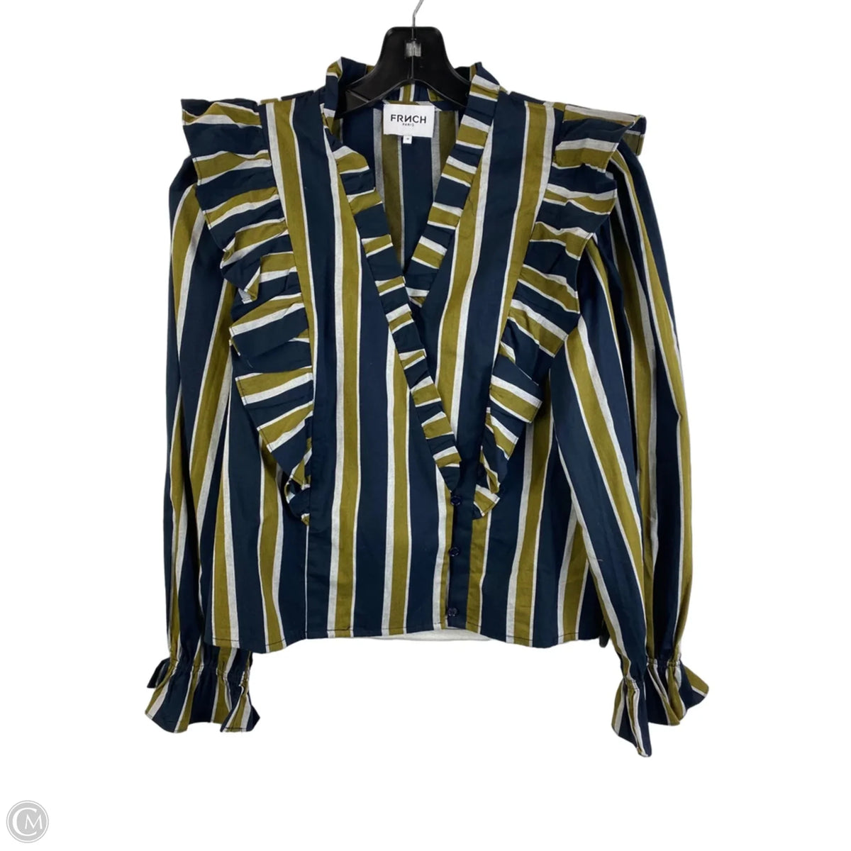 Top Long Sleeve By Frnch In Striped Pattern, Size: M