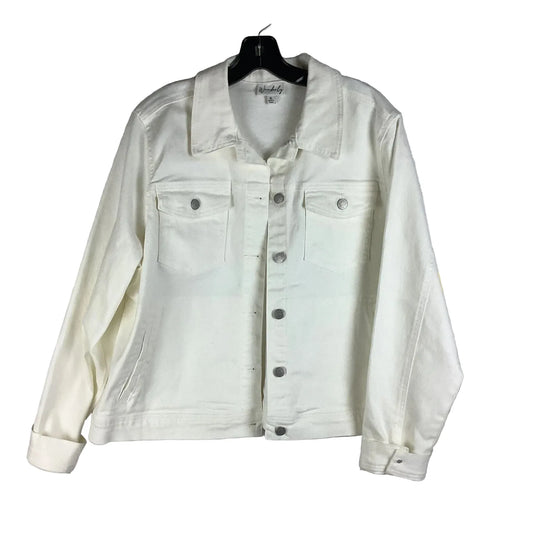 Jacket Denim By Wonderly In White Denim, Size: Xl