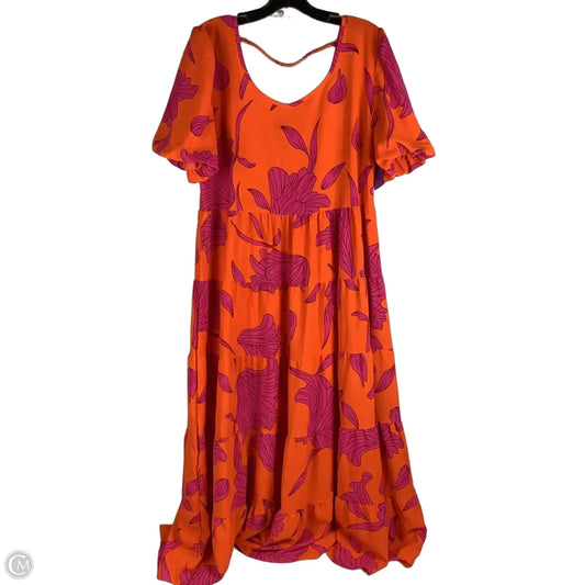 Dress Party Long By Clothes Mentor In Orange & Pink, Size: Xl