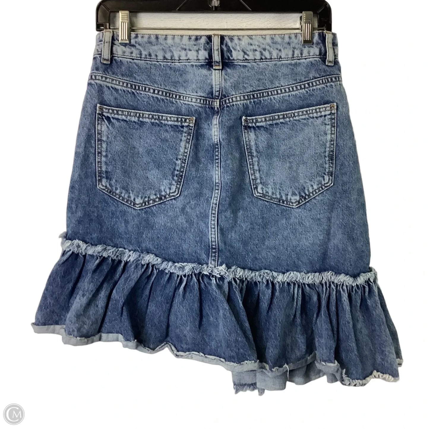 Skirt Midi By Bershka In Blue Denim, Size: M