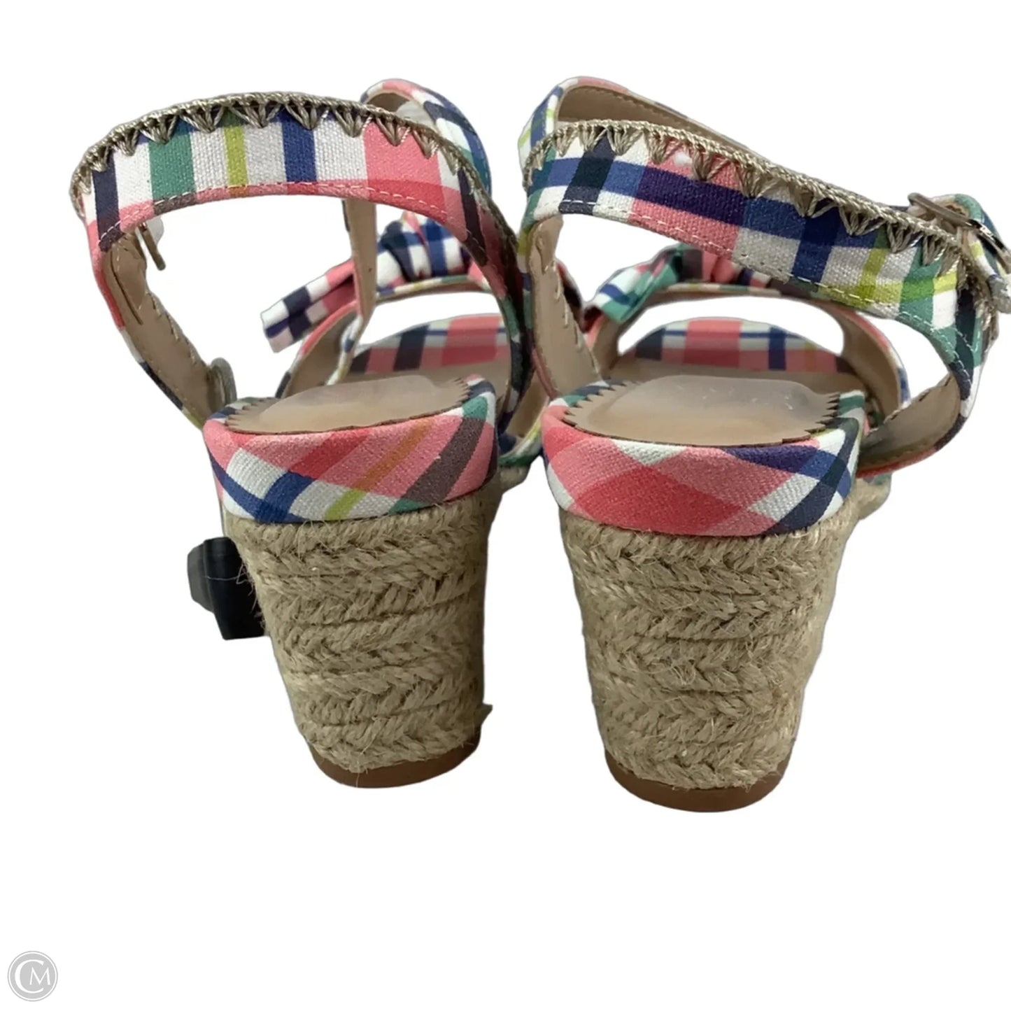 Sandals Heels Wedge By Crown And Ivy In Plaid Pattern, Size: 6.5
