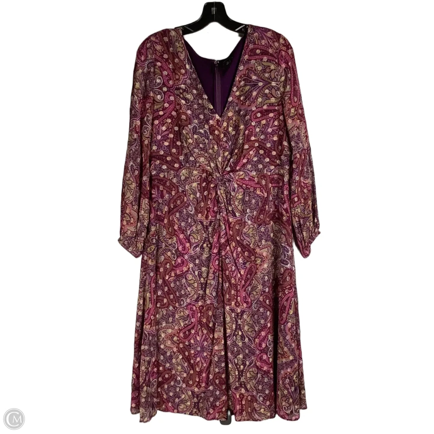Dress Party Long By Ann Taylor In Pink & Purple, Size: 14 Petite