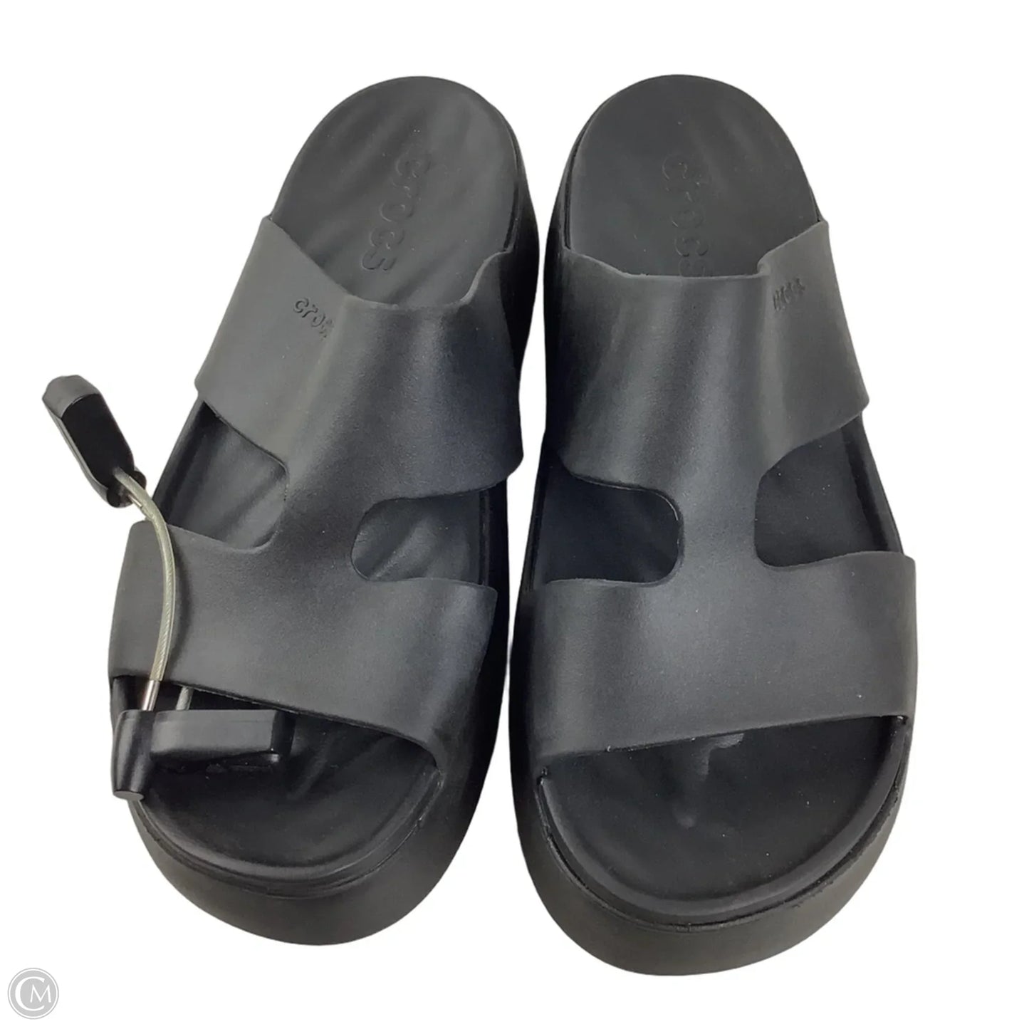 Sandals Heels Platform By Crocs In Black, Size: 11
