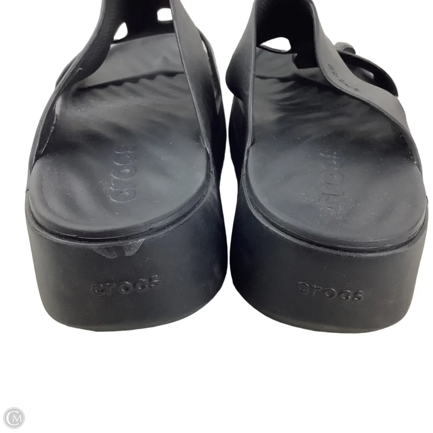 Sandals Heels Platform By Crocs In Black, Size: 11