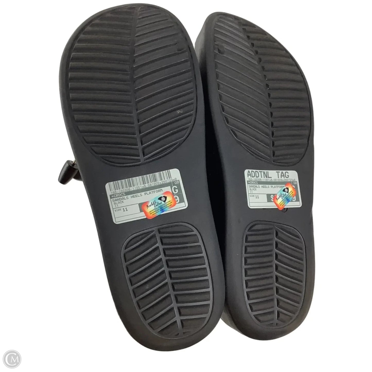 Sandals Heels Platform By Crocs In Black, Size: 11